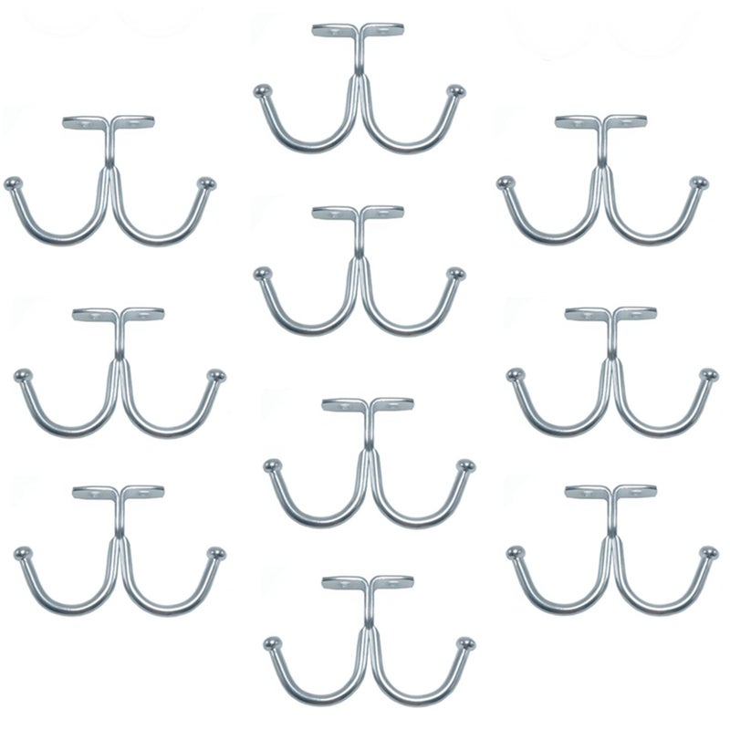 Hdtyyln 10 Pcs Double Prong Ceiling Hook, Under Cabinet Hooks, Heavy Duty Hook Under Wardrobe Organizer for Hanging Home Office Kitchen Utensils Keys Towel Bags Towel Cup, Garden Plant Hanger Hooks - Image 1